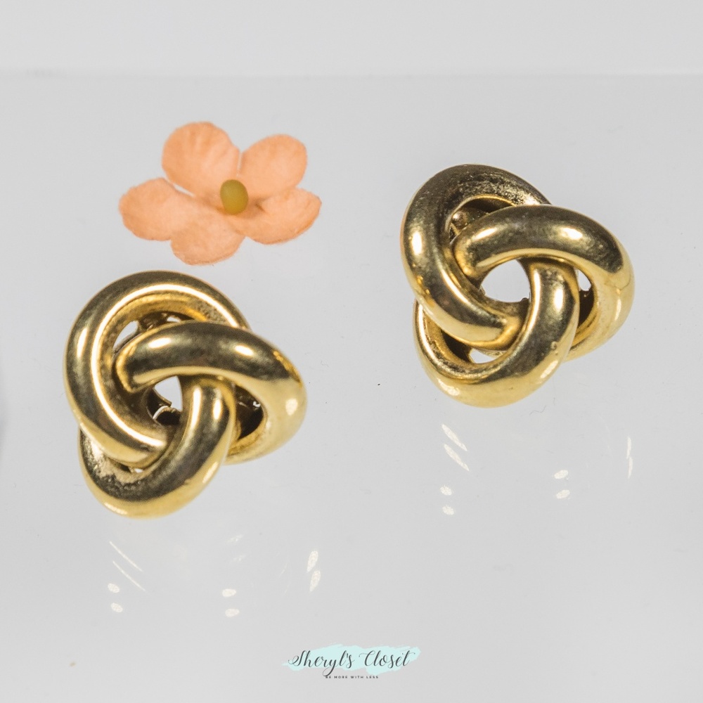 Large Gold French Knot Post Earrings